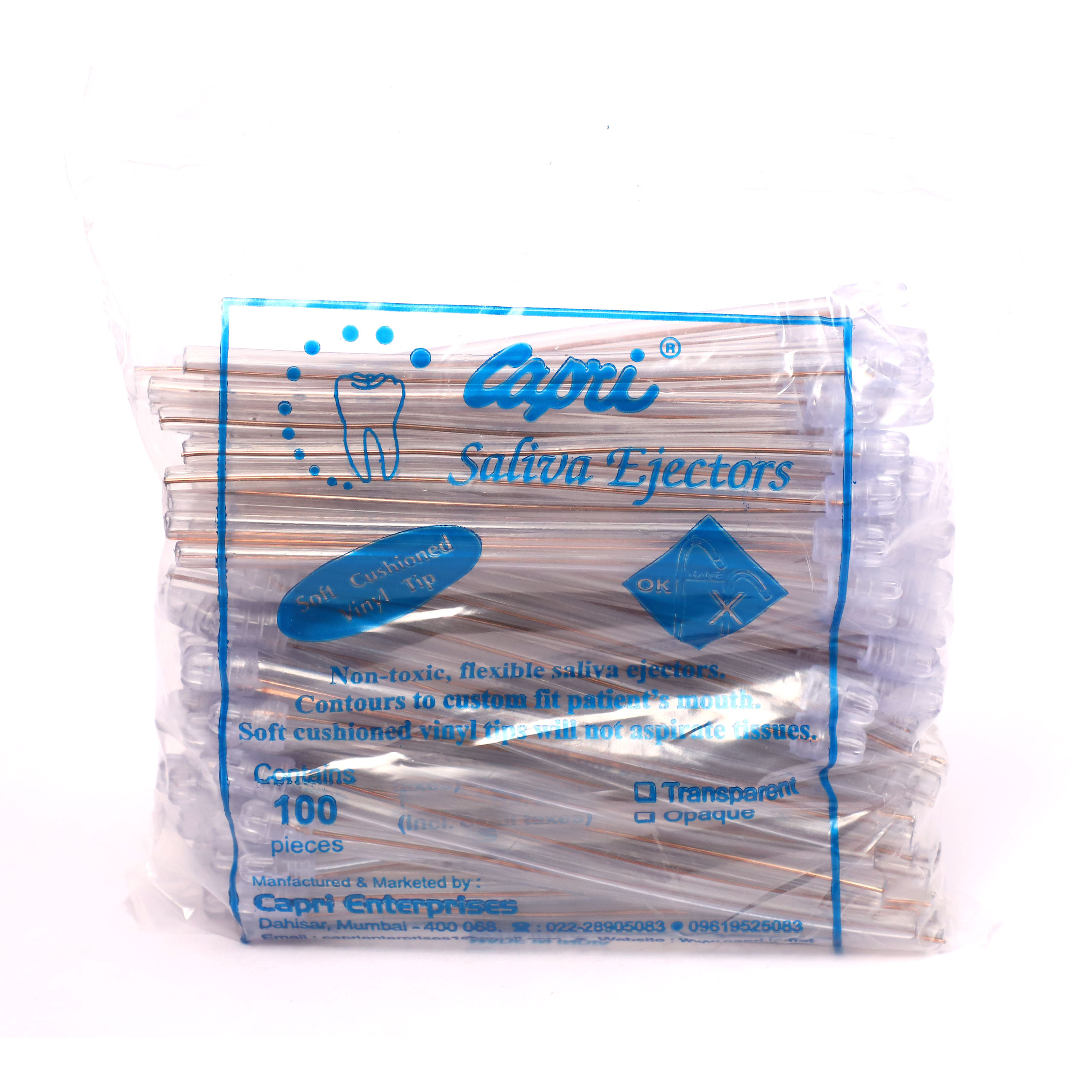 Capri Saliva Ejector Clear  (10 Pack Of 100 Needles)