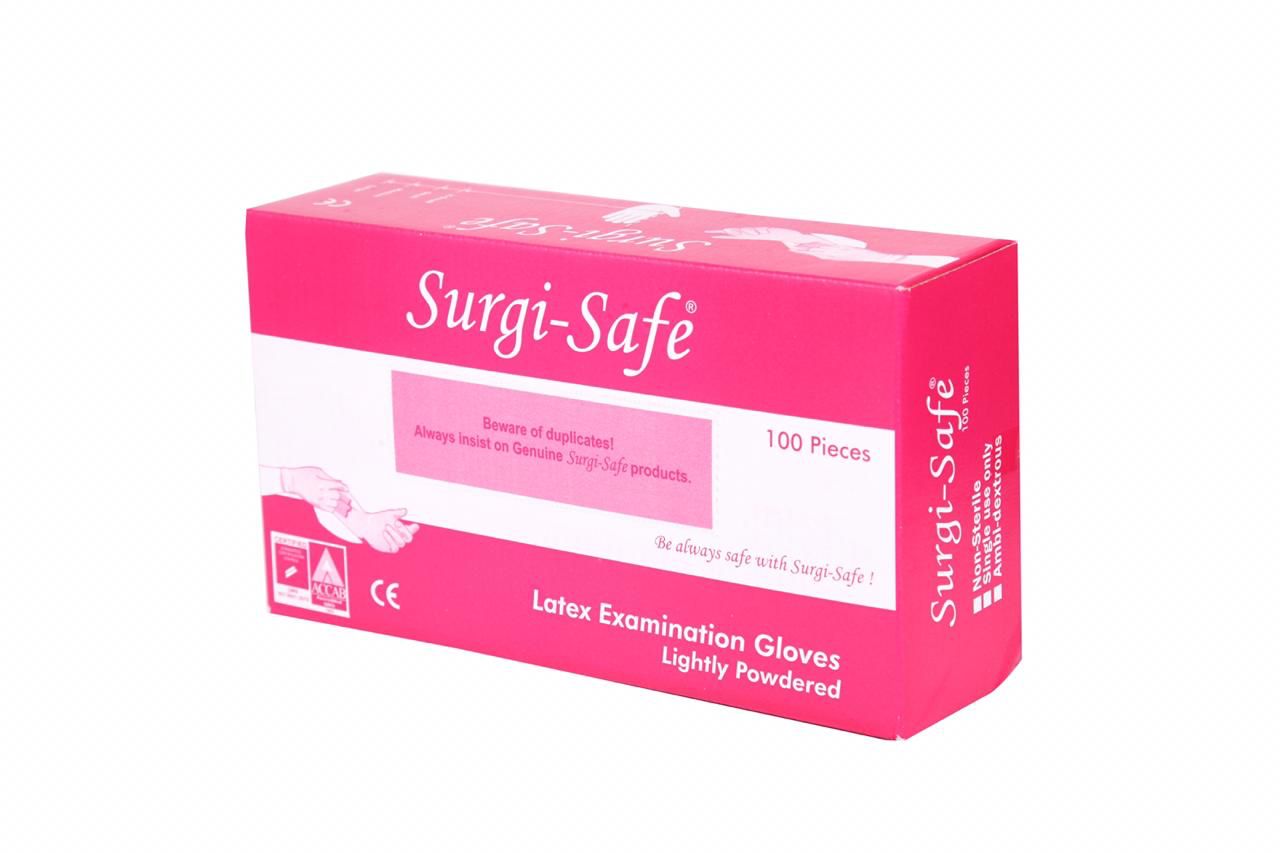 Buy LATEX EXAMINATION GLOVES MEDIUM SURGI SAFE