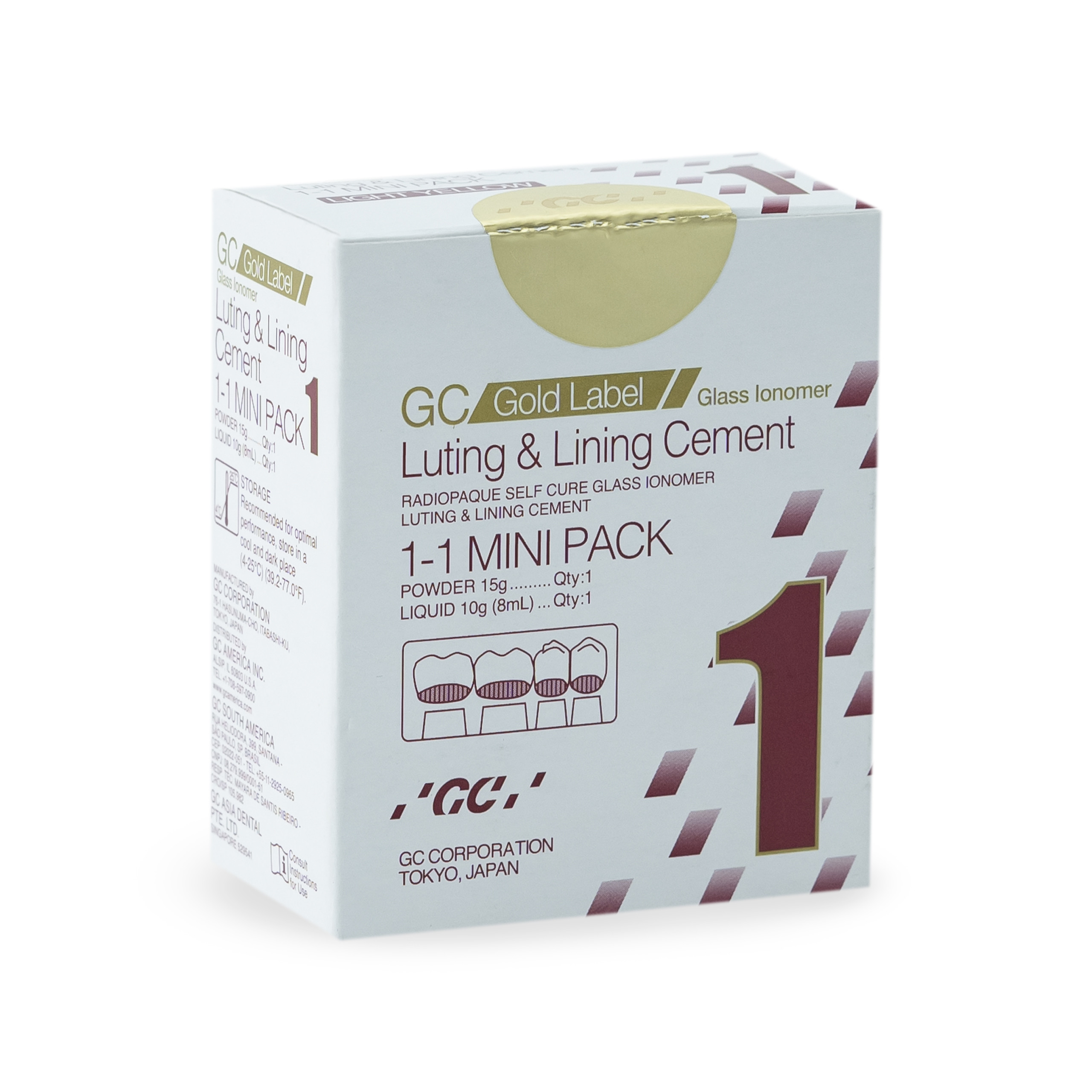 GC Gold Label Luting And Lining Cement Mini 15gm 10gm