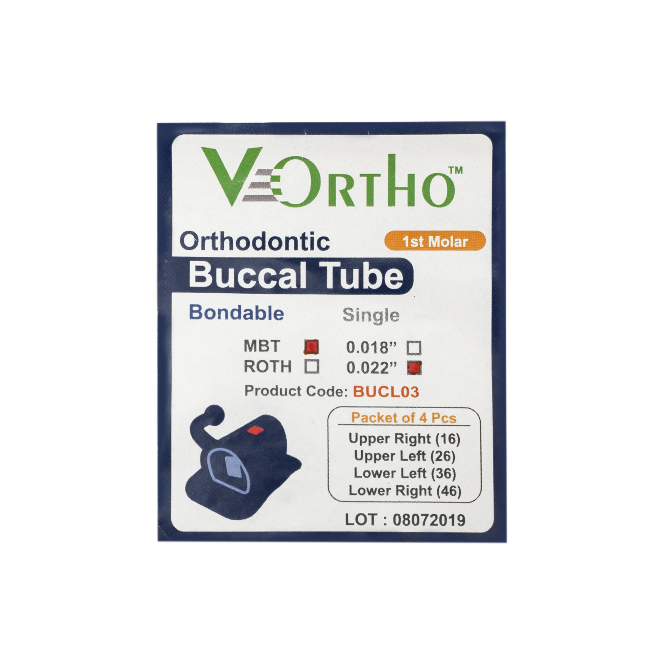 V Ortho Orthodontic Buccal Tube