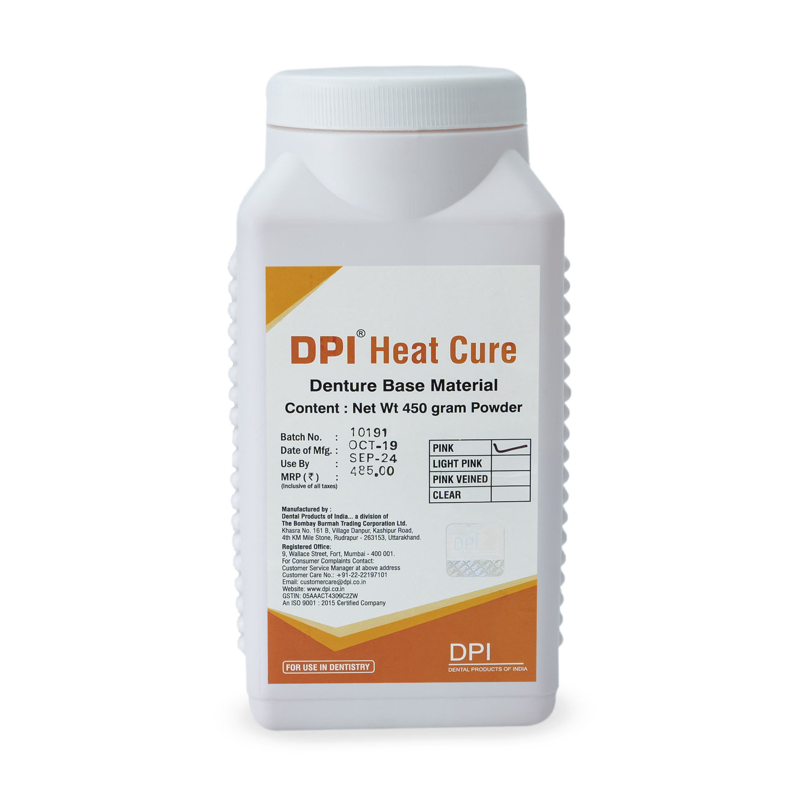 DPI Heat Cure Denture Base Material Universal Pack