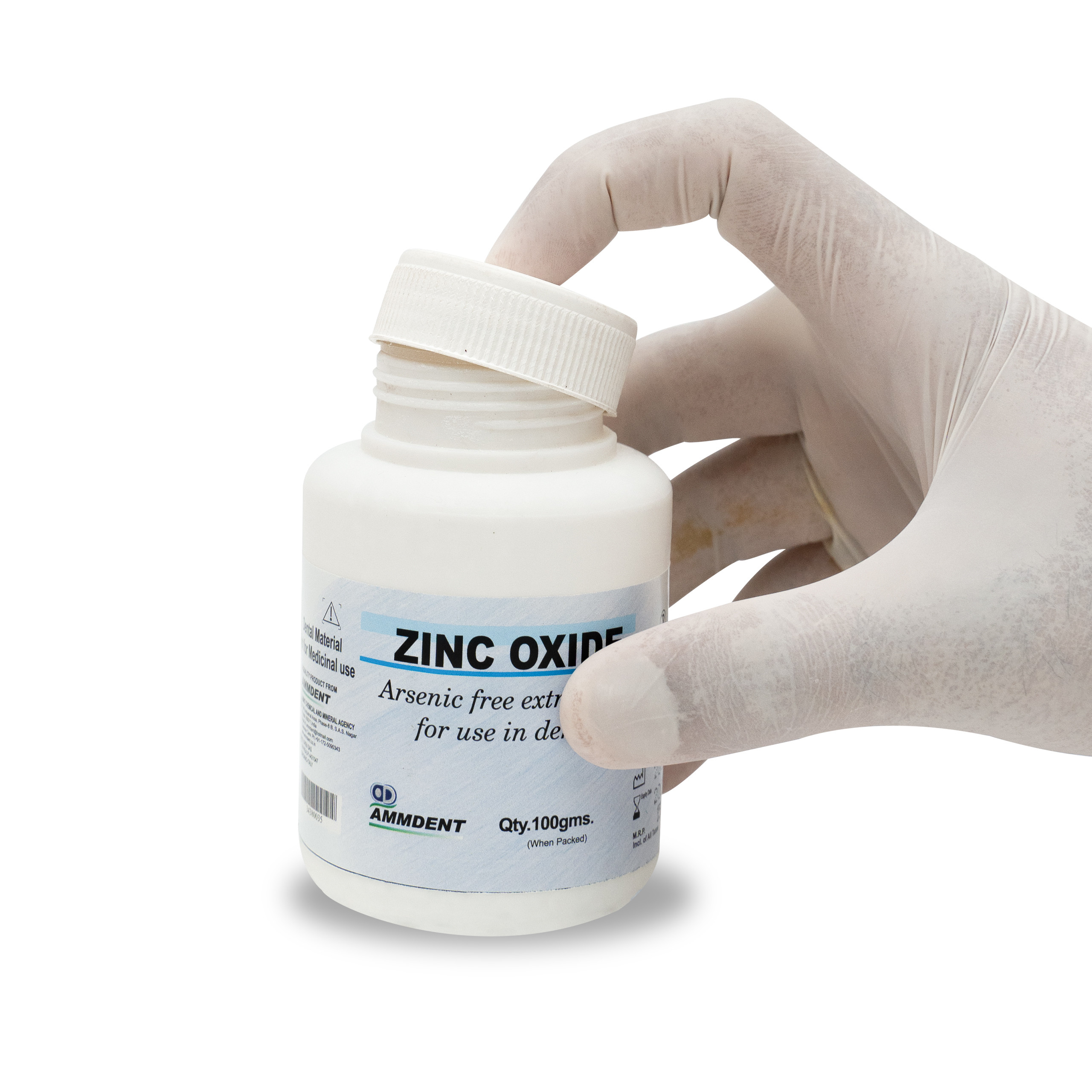 Ammdent Zinc Oxide Arsenic free Extra Pure for Use in Dentisty 100gms