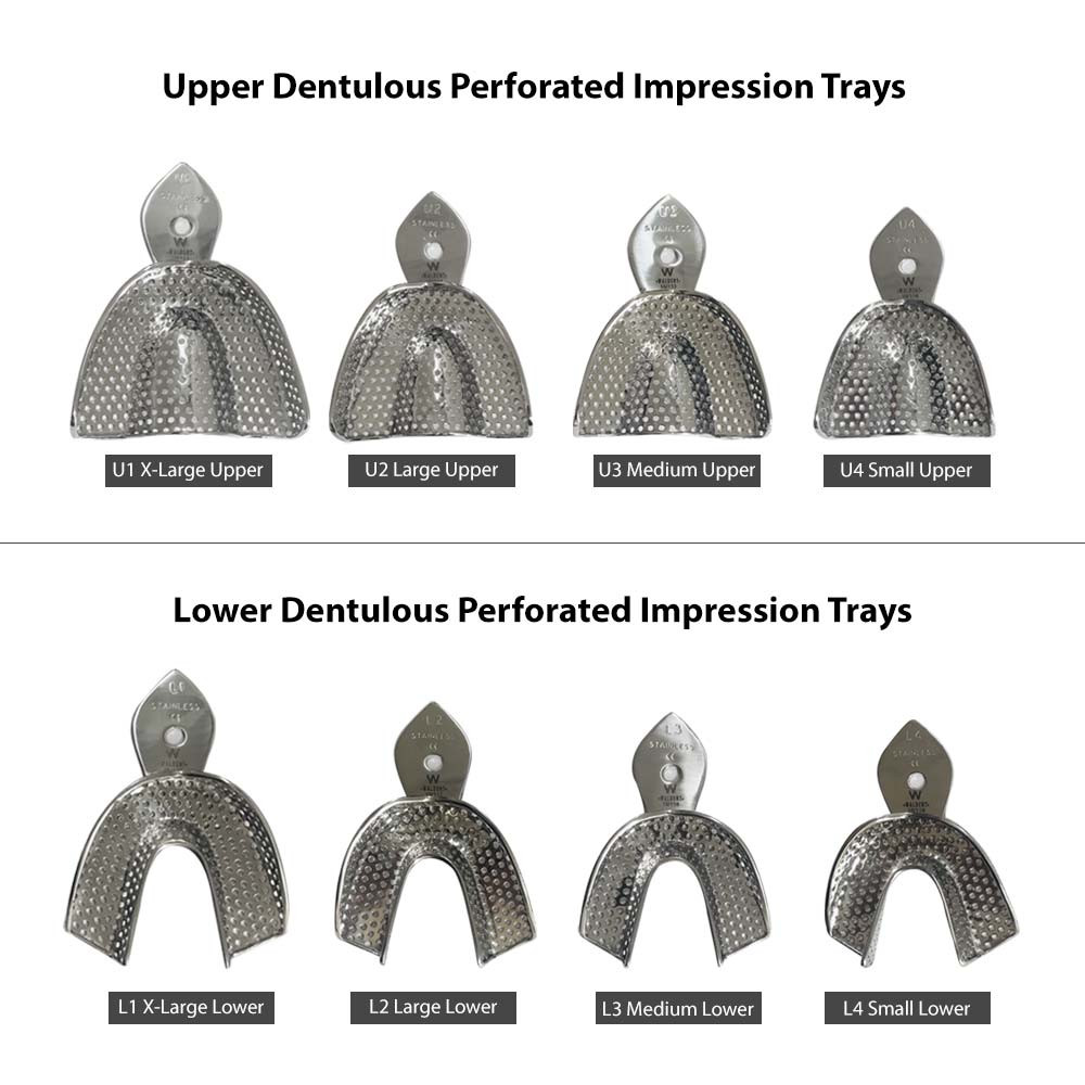 GDC Impression Tray Dentulous Perforated Kit Set of 8 pcs in pouch