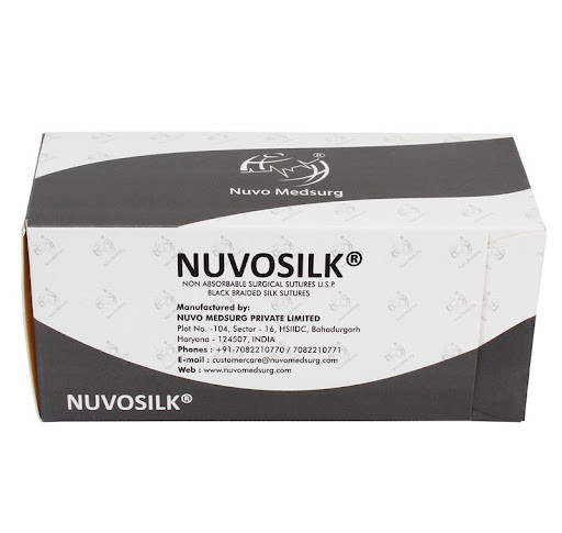 Nuvosilk 4-0 NM 5082 Non-Absorbable Surgical Suture Black Braided Silk 16mm Pack of 12