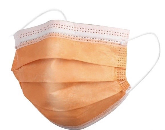 Disposable 3 Ply Face Masks Pack Of 50 Orange-Soft On Skin Protectors With Elastic Earloops