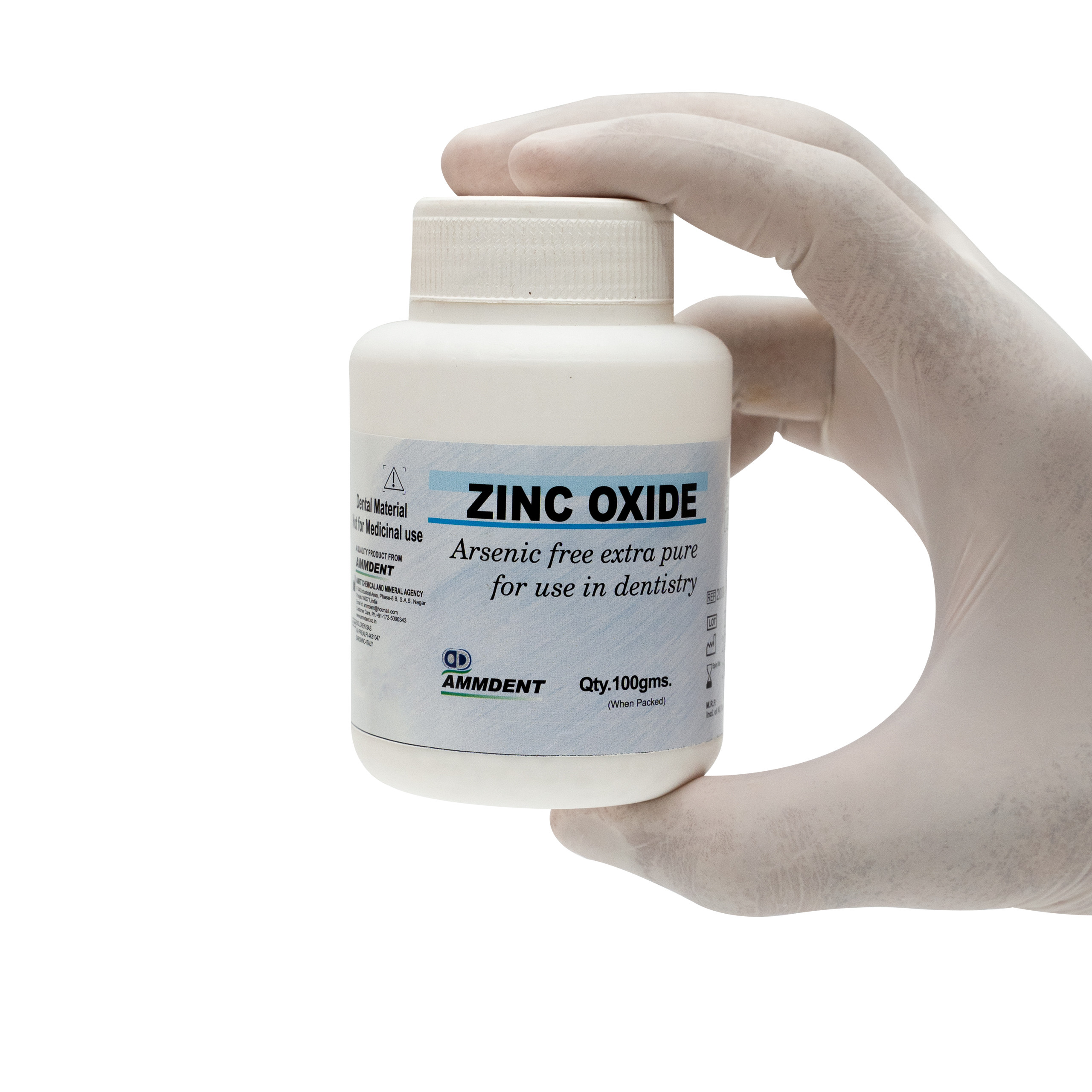 Ammdent Zinc Oxide Arsenic free Extra Pure for Use in Dentisty 100gms