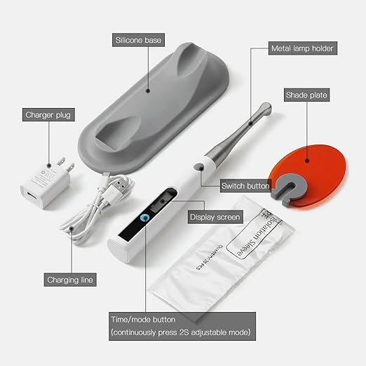 Qualdent Q-Cure Light Cure Unit (1 Sec) Cordless High-Powered | Compact LED Curing Light | Ergonomic Design | Fast Curing
