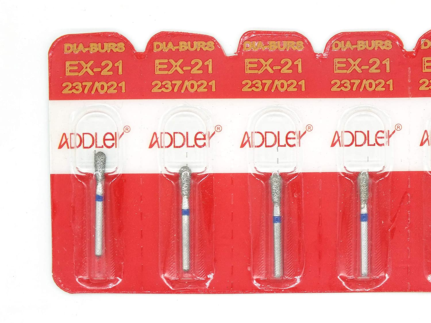 ADDLER Dental Bur EX-21 Air Rotor FG Diamond Multilayered Coated Abrasive Autoclavable Head Size 021 Pack Of 5 Burs