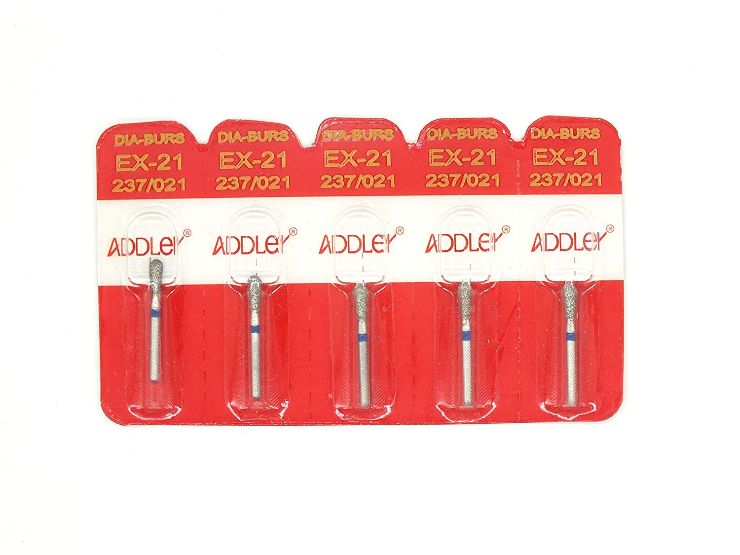 ADDLER Dental Bur EX-21 Air Rotor FG Diamond Multilayered Coated Abrasive Autoclavable Head Size 021 Pack Of 5 Burs