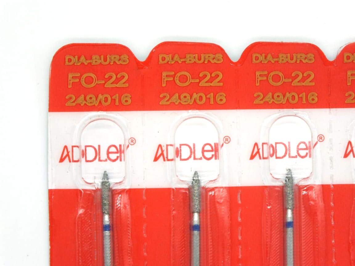 ADDLER Dental Bur FO-22 Air Rotor FG Diamond Multilayered Coated Abrasive Autoclavable Head Size 016 Pack Of 5 Burs