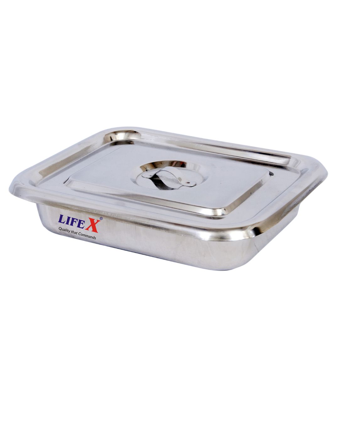 LIFEX 10" X 8" Instrument Tray With Cover | Stainless Steel | Rust Resistant | For Hospitals , Clinics, Home And Laboratories