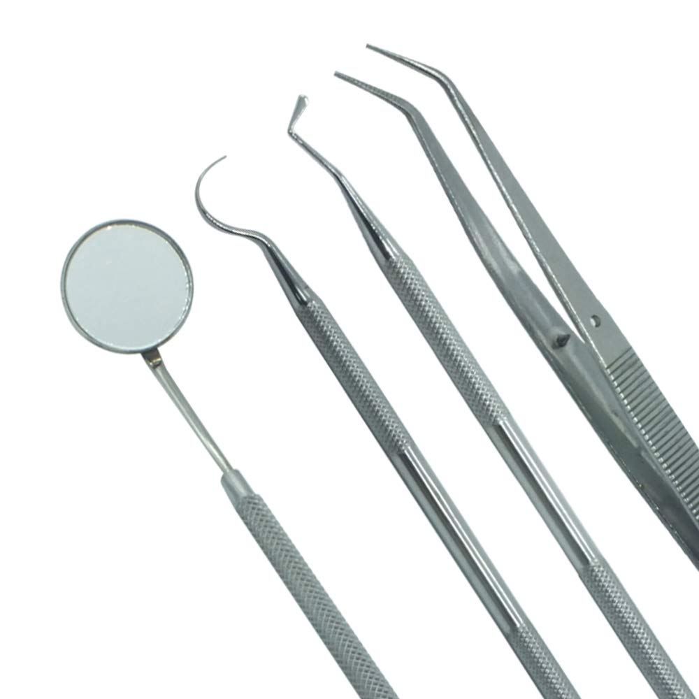ADDLER MOUTH MIRROR WITH HANDLE, EXPLORER, PLASTIC FILLING & TWEEZER  SET OF 10