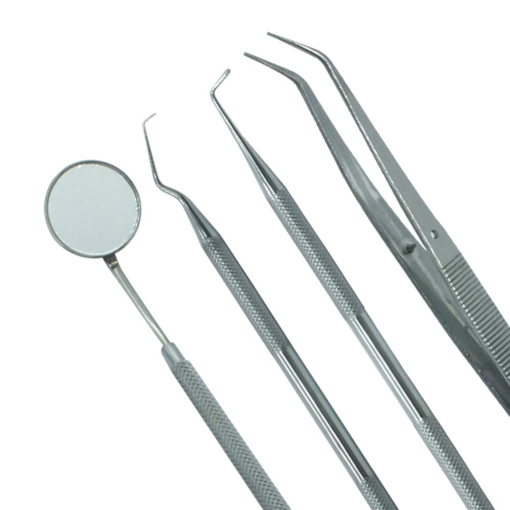 ADDLER MOUTH MIRROR WITH HANDLE, EXPLORER, PLASTIC FILLING & TWEEZER  SET OF 10