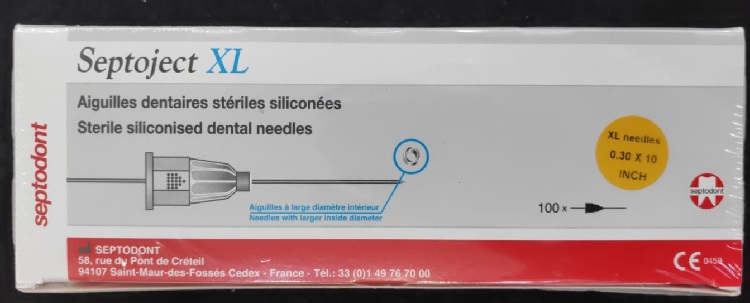 Septodont Septoject XL Sterile Siliconised Needles For Dental Cartridge Syringe 30g/10mm