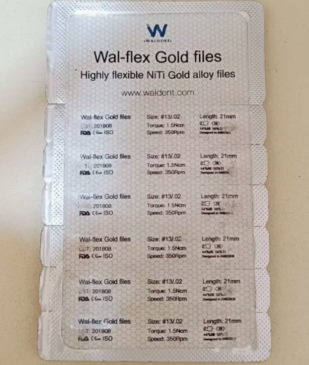 Waldent Wal-flex Gold Rotary Files 21mm - W11(13/.02%) (Pack Of 3)