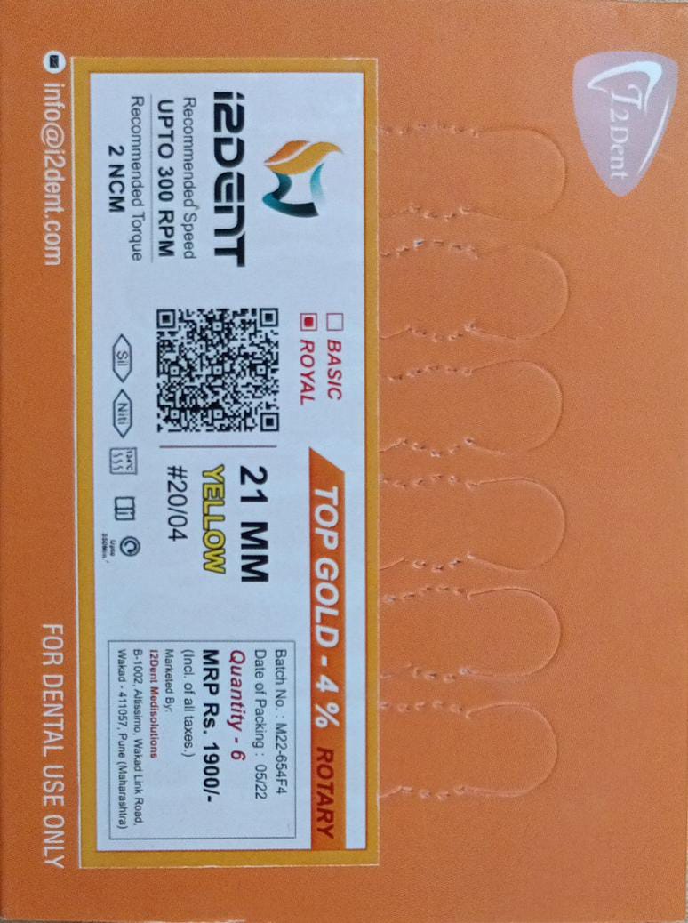I2 Dent Top Gold Root Canal Rotary Files 20-4-21mm