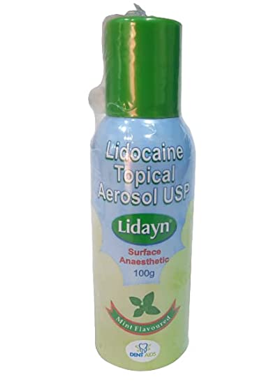 Dentaids Lidayn Spray Mint Flavored Lidocaine Topical Aerosol Anesthetic Spray 100g