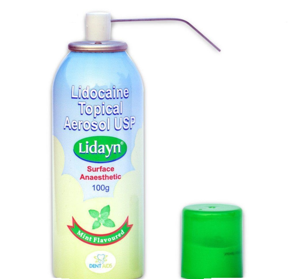 Dentaids Lidayn Spray Mint Flavored Lidocaine Topical Aerosol Anesthetic Spray 100g