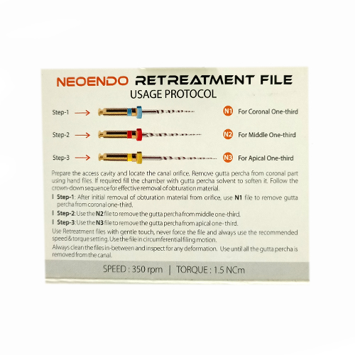 NeoEndo ReTreatment File Dental Endo Rotary Assorted Pack Of 3 #22mm