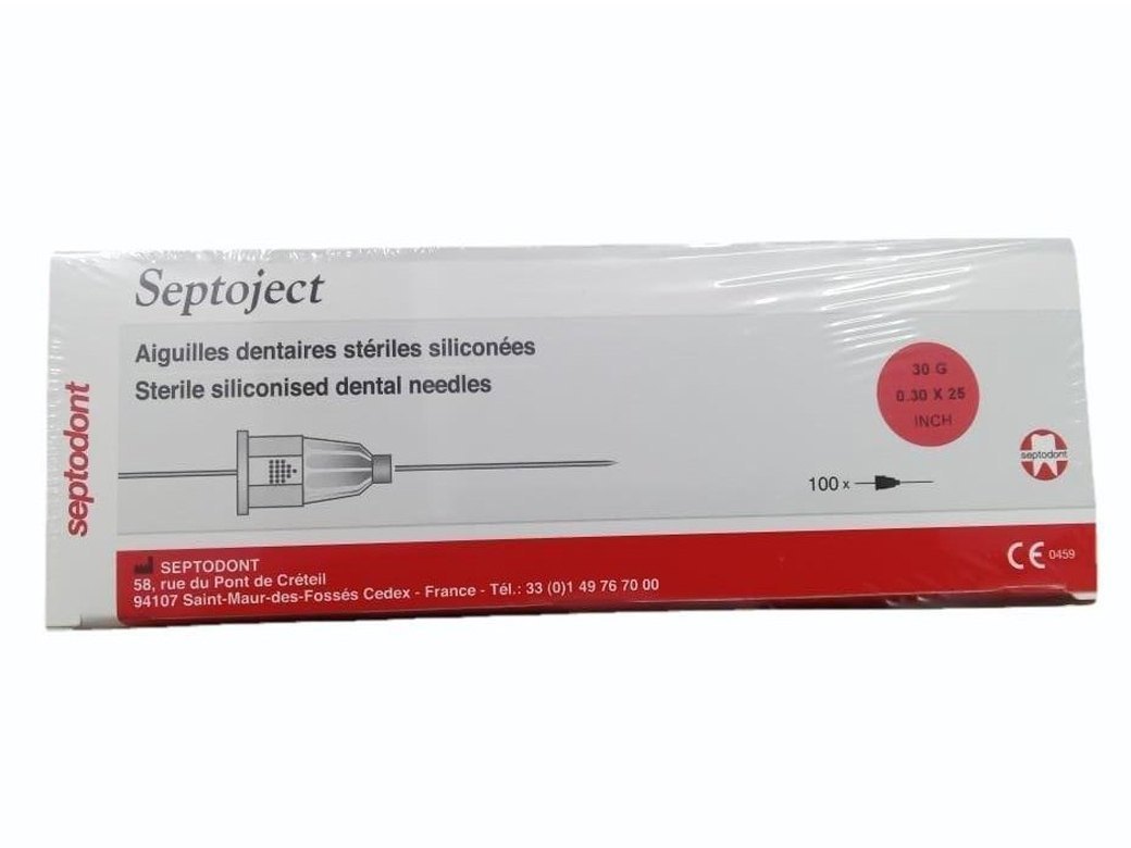 Septodont Septoject Sterile Siliconised Needles For Dental Cartridge Syringe 30g/25mm
