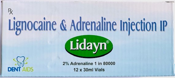 LIDAYN Lignocaine & Adrenaline Injection IP (12 Pieces)