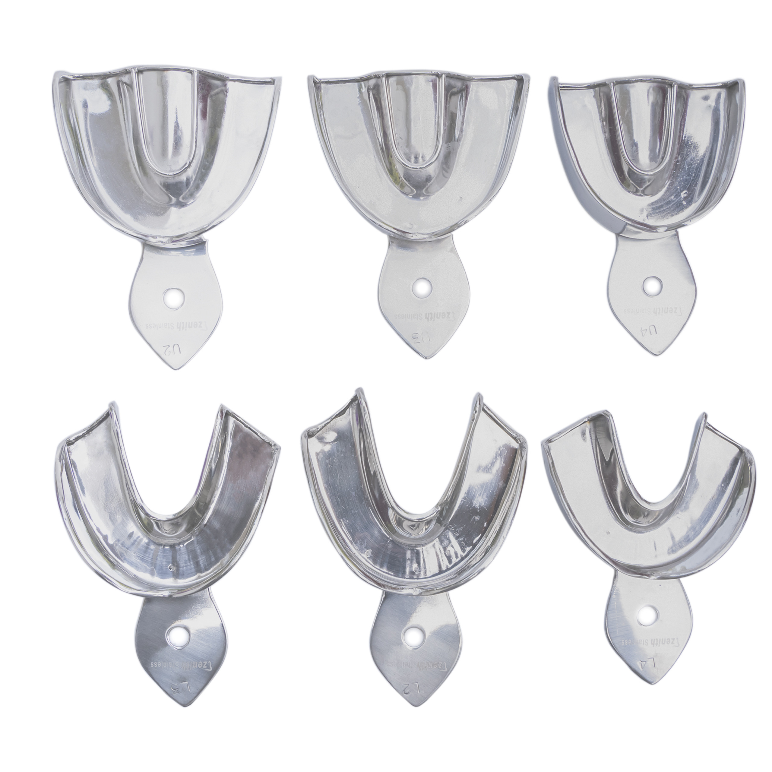 Impression Trays Dentulous Non-Perforated Rim Lock set of 6