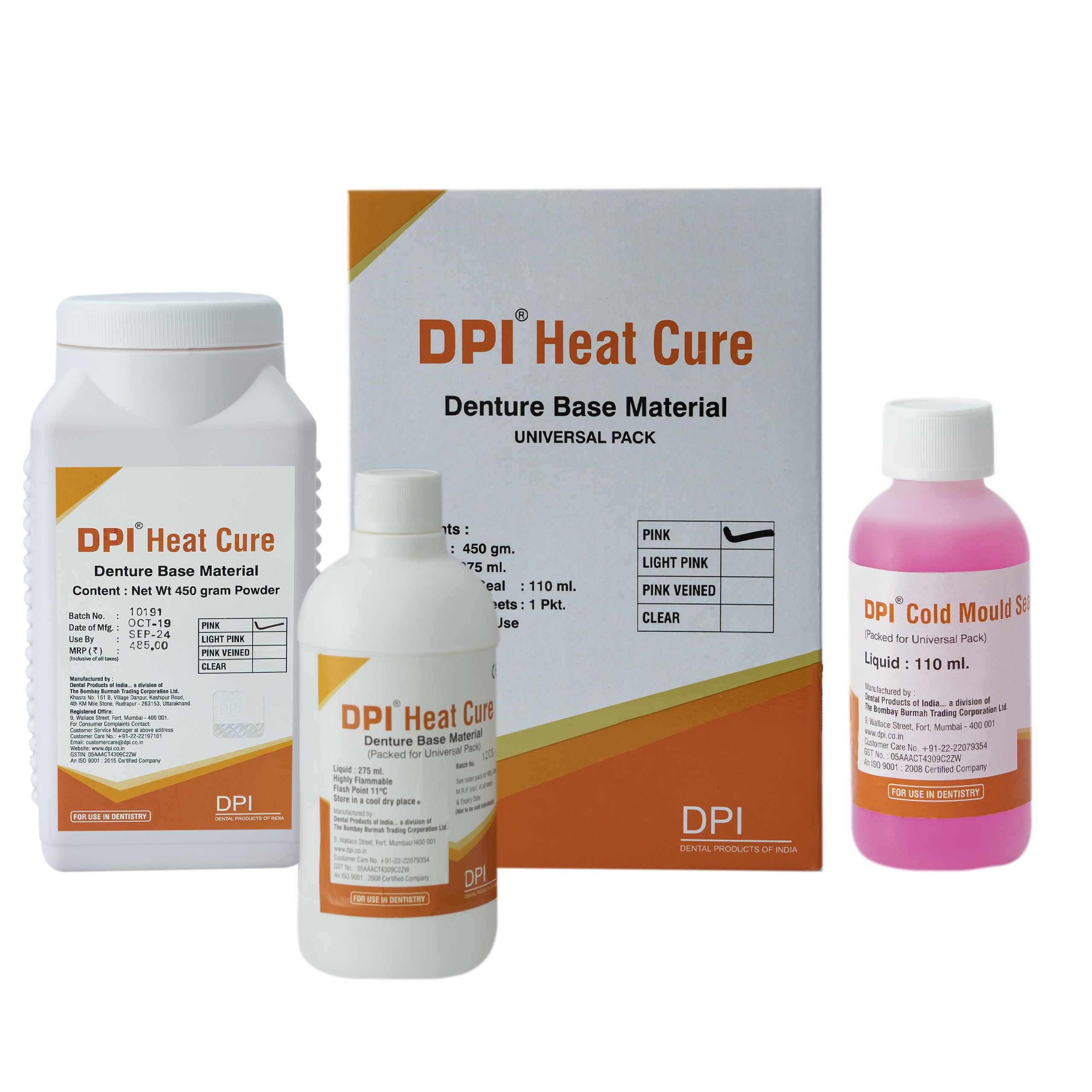 DPI Heat Cure Denture Base Material Universal Pack