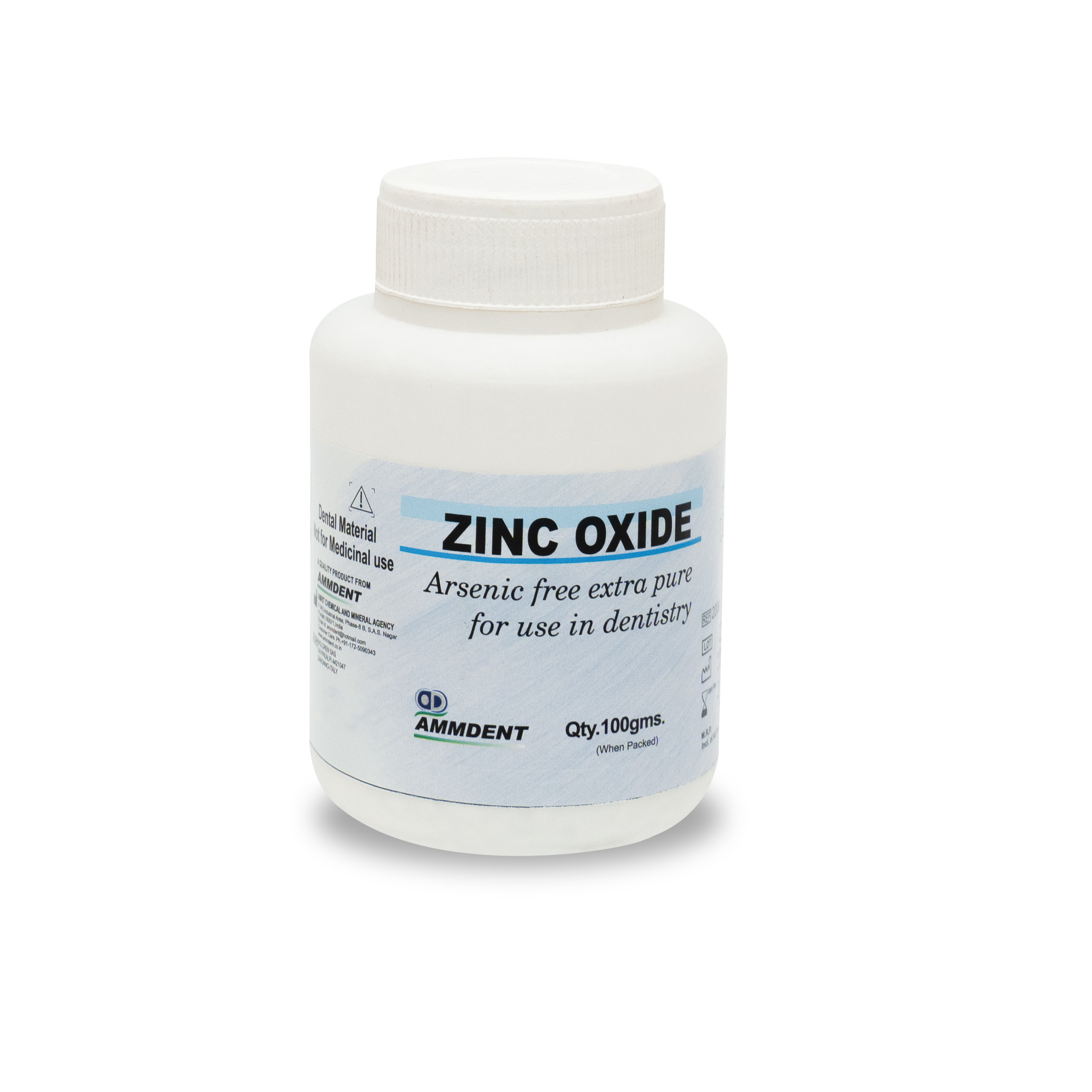Ammdent Zinc Oxide Arsenic free Extra Pure for Use in Dentisty 100gms