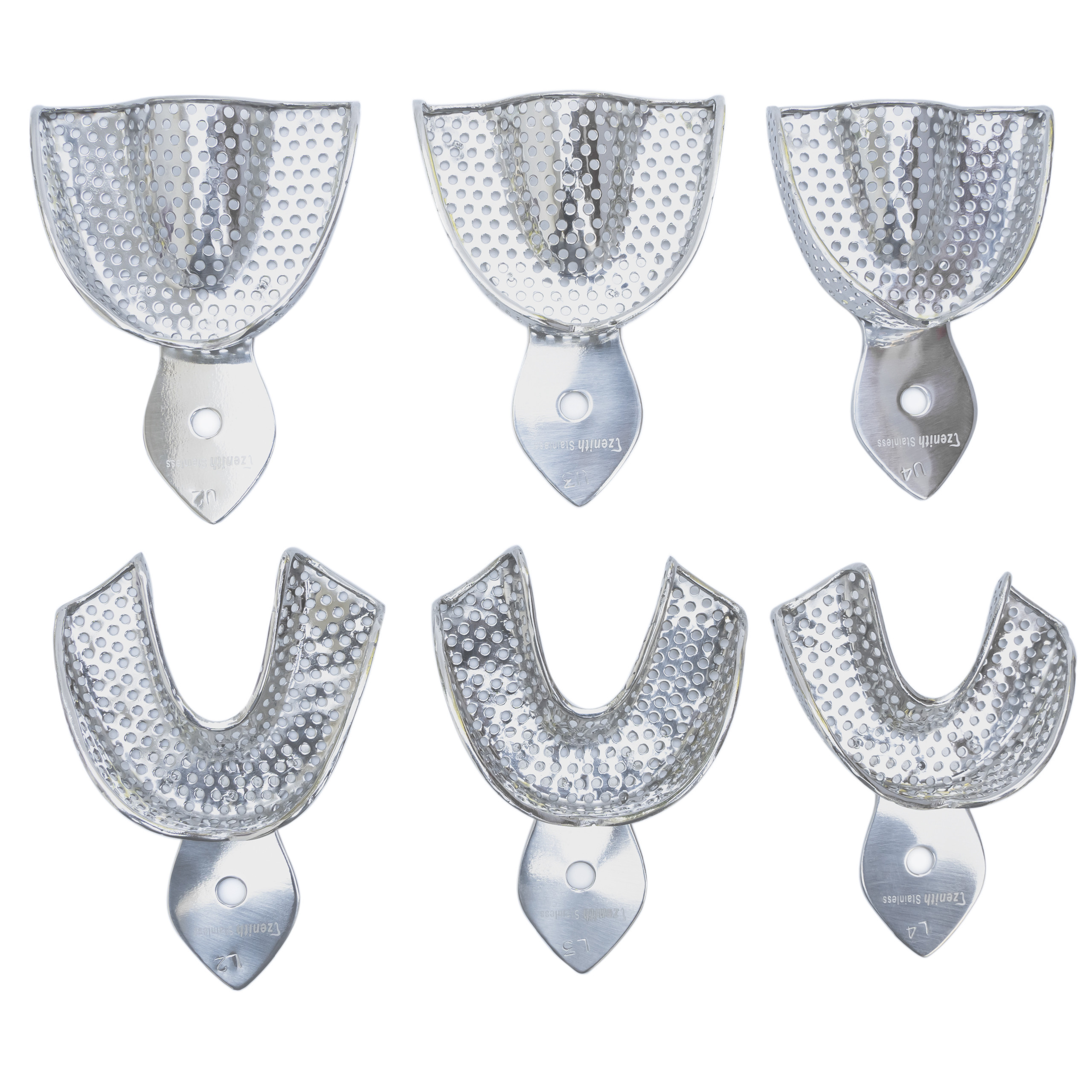 API Impression Trays Set Of 8 (E-Dentulas-Non-Perforated)