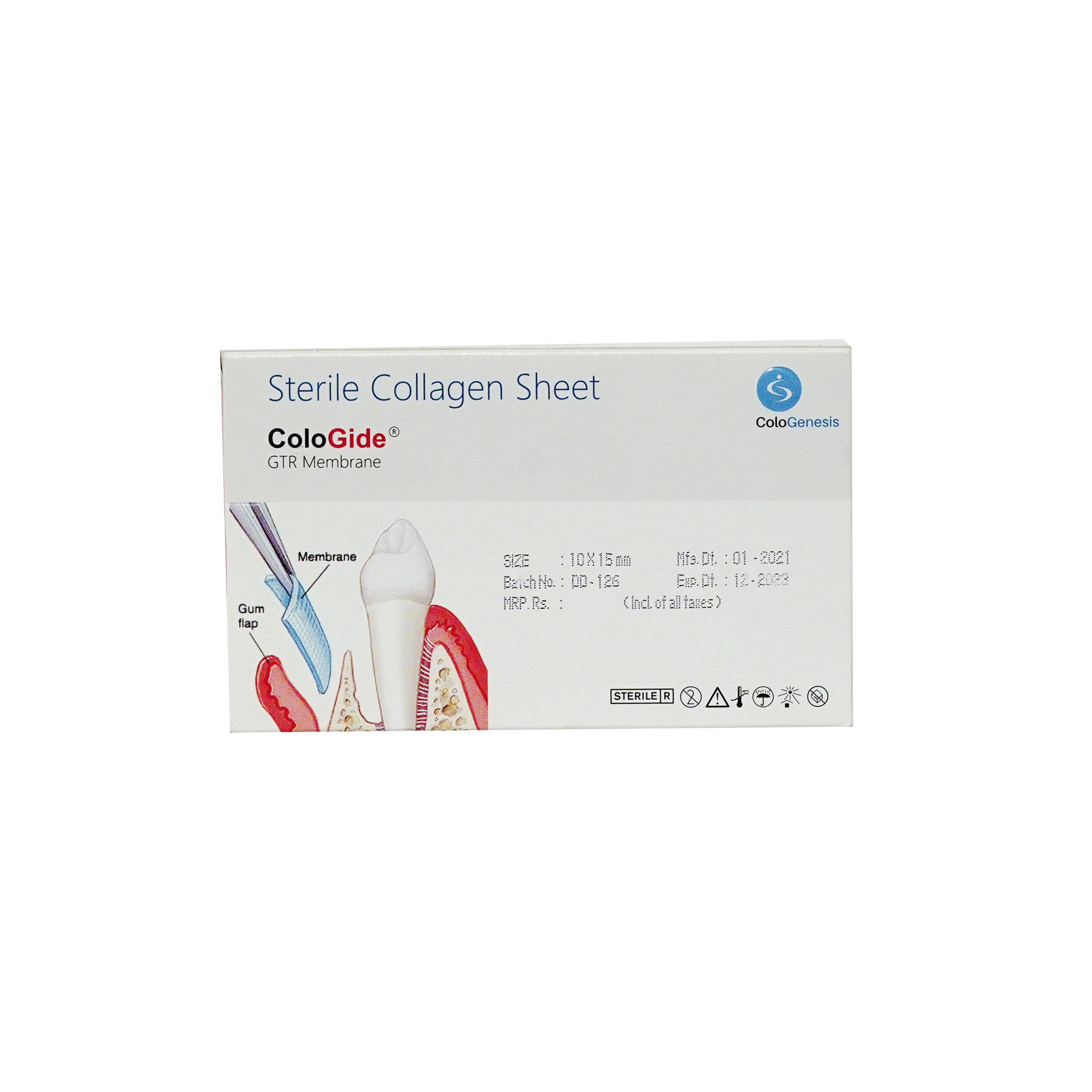 Cologenesis Colo Gide GTR Membrane Steril Collagen Sheet 15x20mm