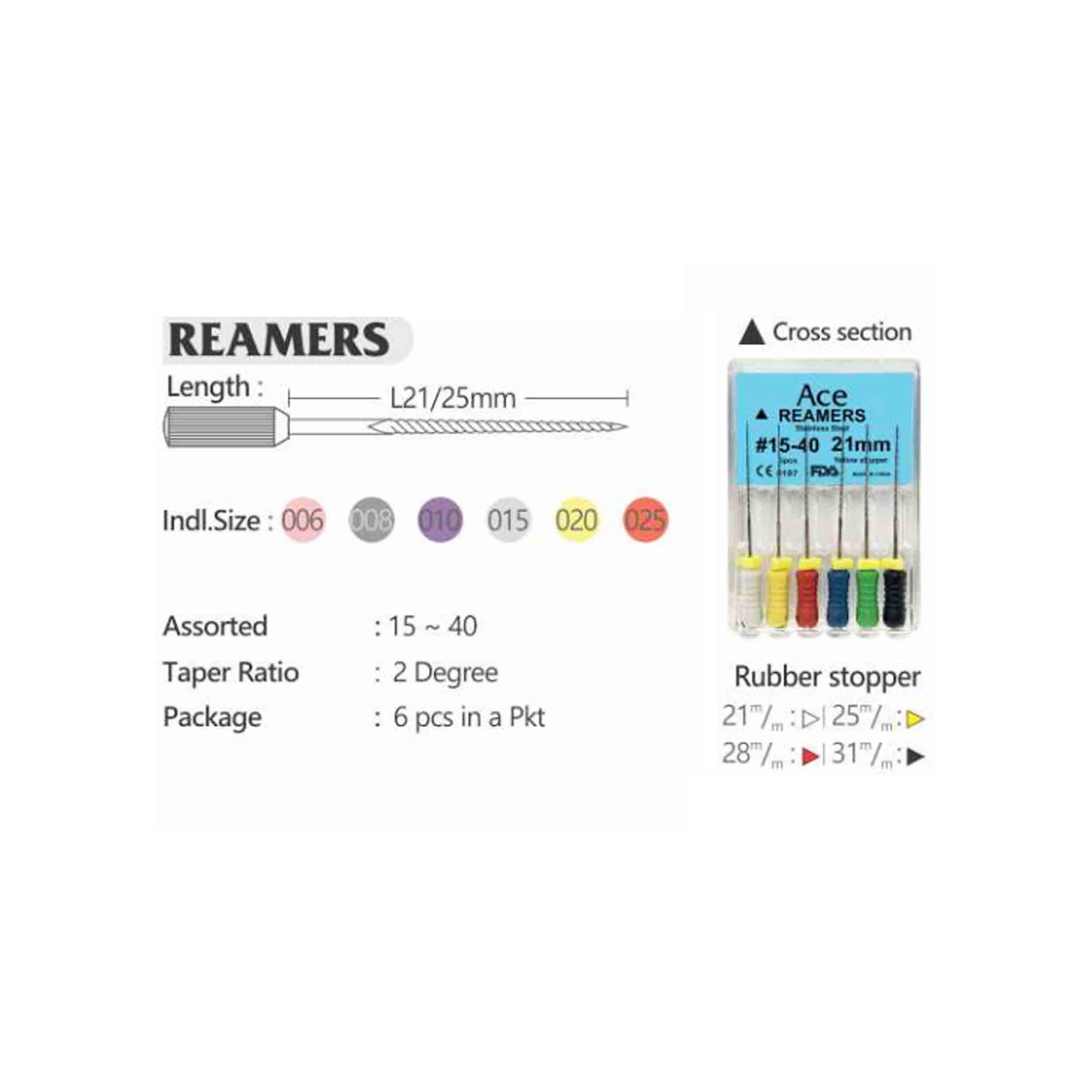 Prime (ACE) Reamers file 15-40 21mm SS