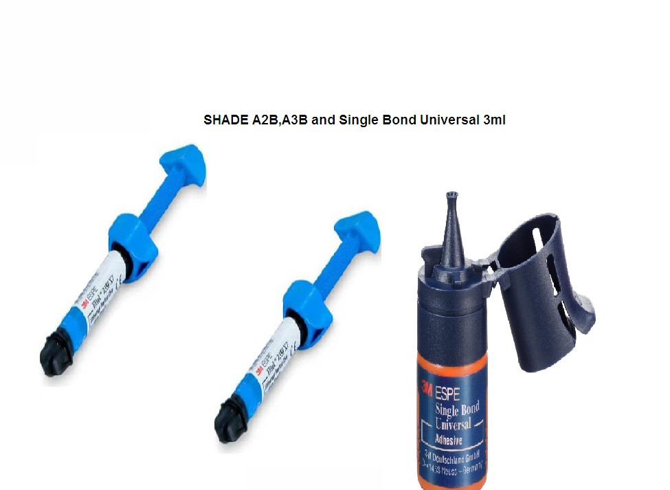 3M ESPE Filtek Z350 XT Composite Shades A2B,A3B Body Syringe and Single Bond Universal 3ml