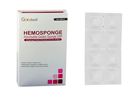 Goodwill Hemosponge 10x10x10 MM Absorbable Gelatin Sponge Gamma Sterile 32 Sponges/pk