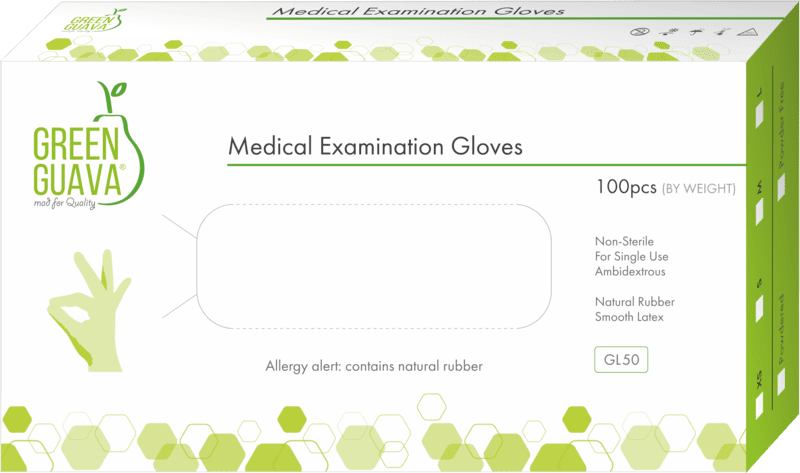 Green Guava Exam Gloves Large   - Latex PWD