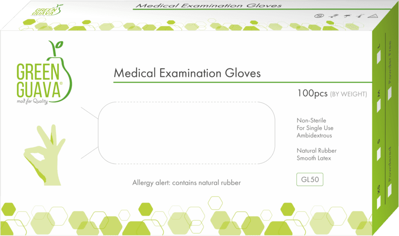 Green Guava Exam Gloves Medium  - Latex PWD