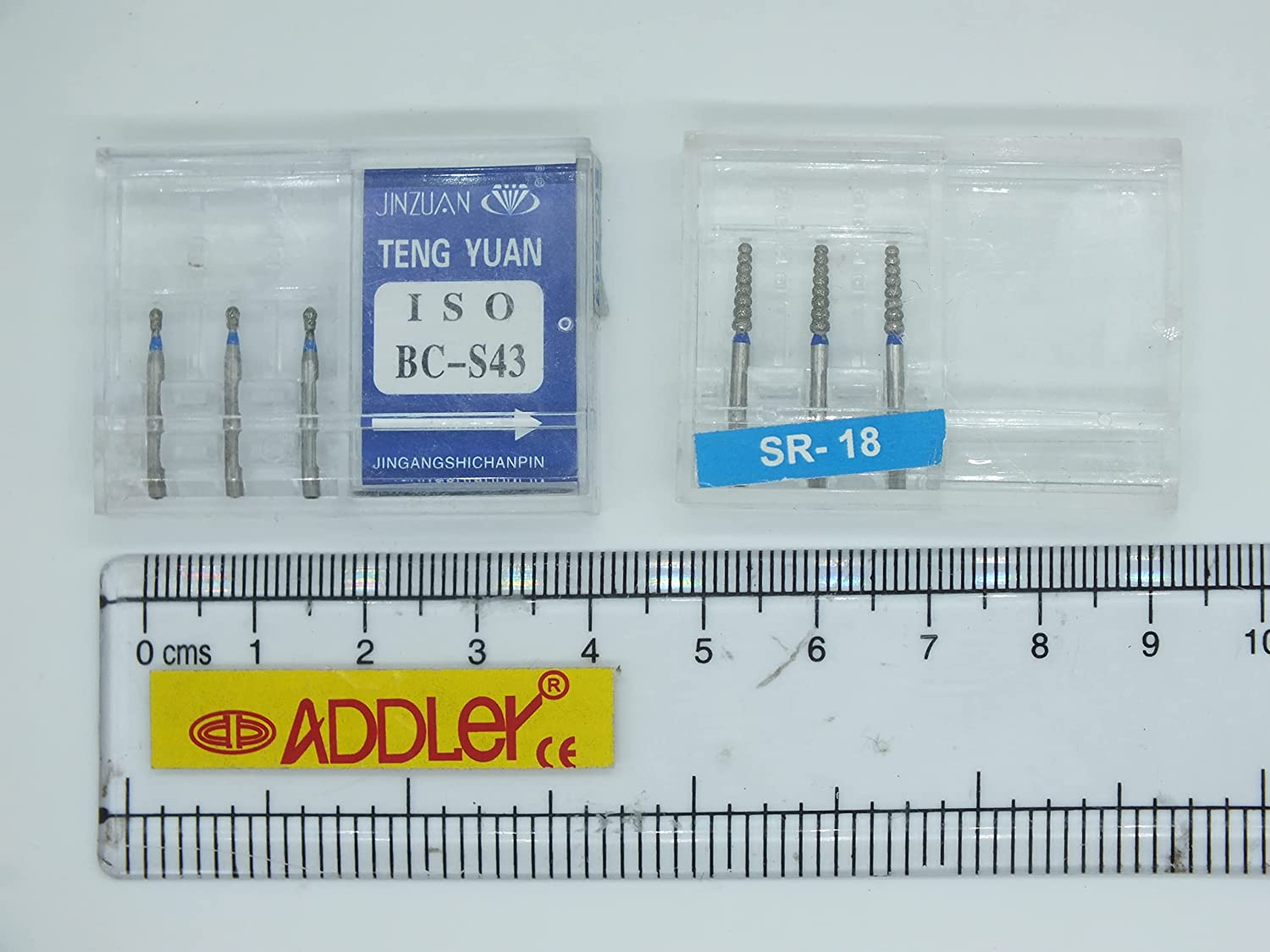 SWISS DIA DENTAL FG DIAMOND COATED BURS HIGH SPEED BR-S43 & SR-18 2 PACK OF 6 BURS TOTAL.