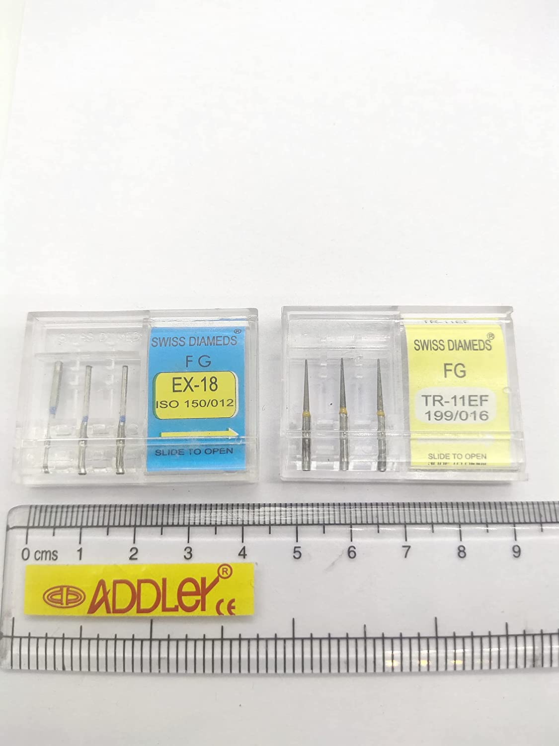 DENTAL SWISS DIA BURS EX-18, TR-11EF FG DIAMOND COATED HIGH SPEED 2 PACK OF 6 BURS TOTAL
