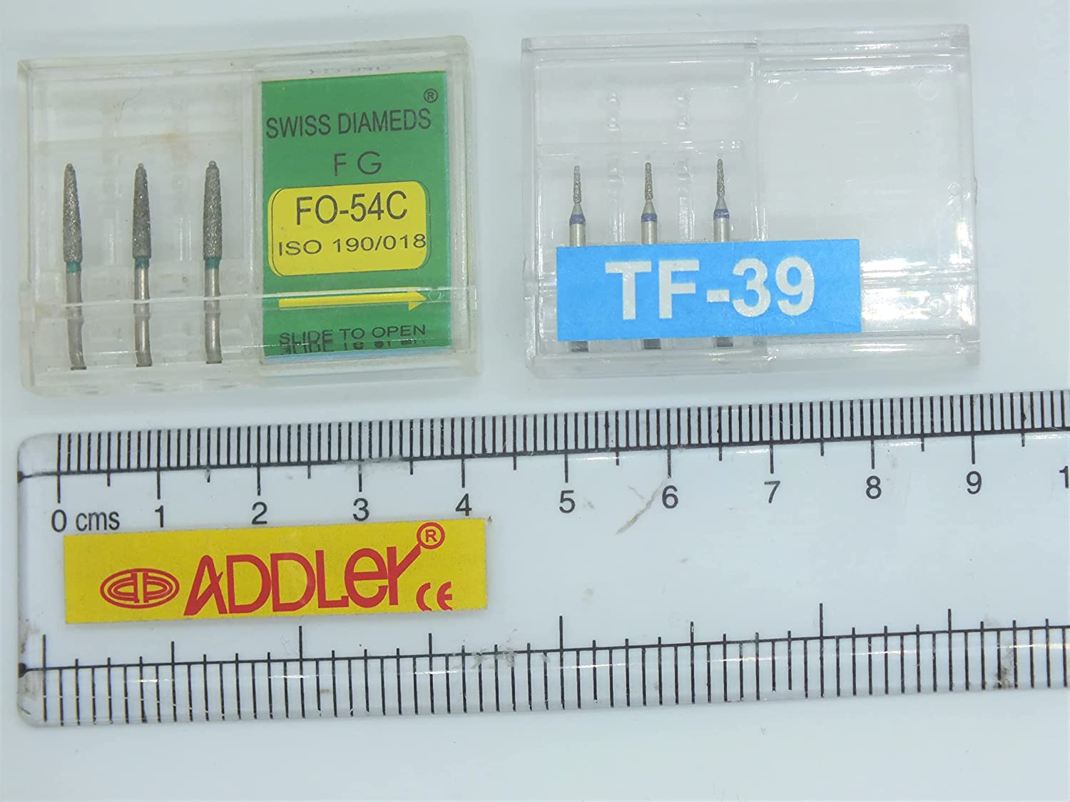 DENTAL FG SWISS DIA DIAMOND FO-54C & TF-39 COATED BURS HIGH SPEED 2 PACK OF 6 BURS TOTAL.