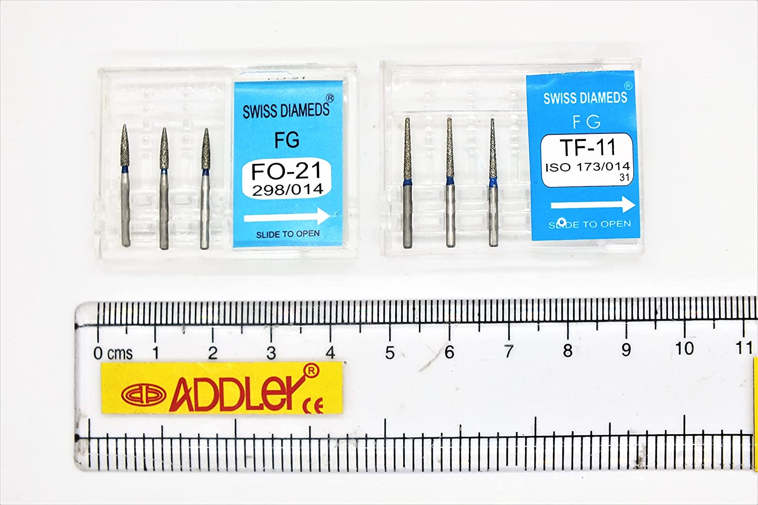 DENTAL DIAMOND COATED BURS FO21, TF11 FG SWISS DIA HIGH SPEED 2 PACK OF 6 BURS TOTAL.