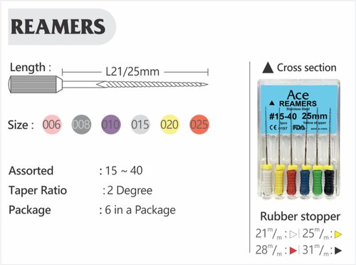 Prime Dental Ace Reamers #8  25mm