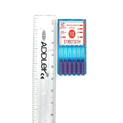 ADDLER Strength Dental Stainless Steel H File 21 Mm Root Canal File Size 10 (Pack Of 6)