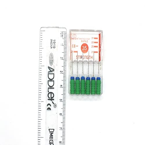 STRENGTH DENTAL STAINLESS STEEL H FILE 21 MM ROOT CANAL FILE SIZE 35 (PACK OF 6)