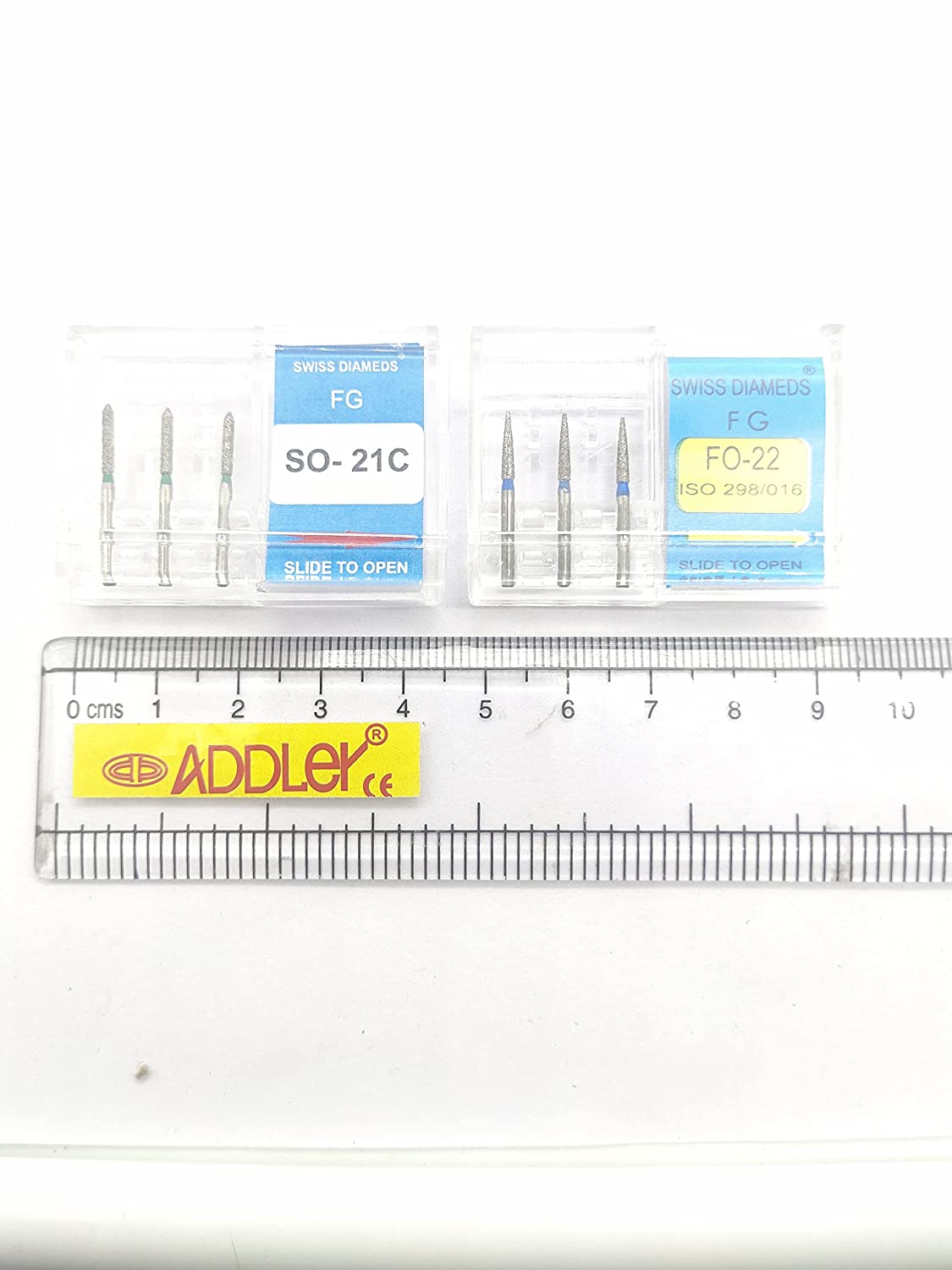 DENTAL SWISS DIA BURS SO-21C, FO-22 FG DIAMOND COATED HIGH SPEED 2 PACK OF 6 BURS TOTAL
