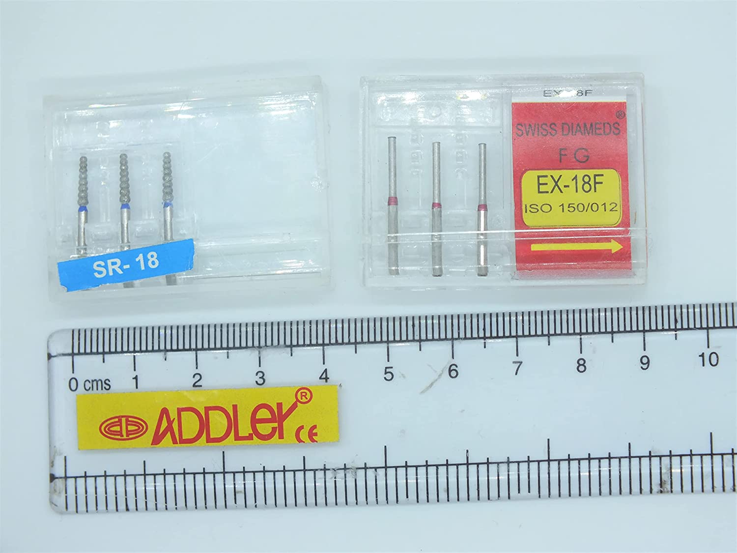 DENTAL BURS FG DIAMOND COATED SR-18 & EX-18F SWISS DIA HIGH SPEED 2 PACK OF 6 BURS TOTAL.