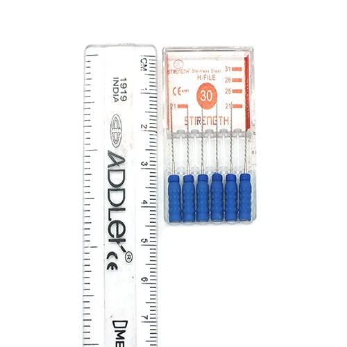 Strength Dental Stainless Steel H File 21 Mm Root Canal File Size 30 (Pack Of 6)