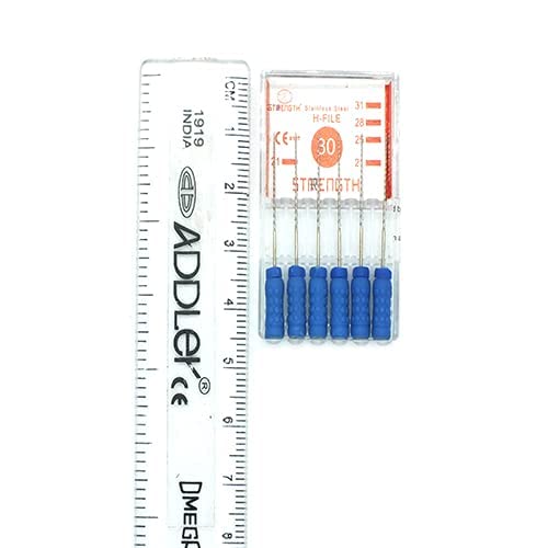 Strength Dental Stainless Steel H File 25 Mm Root Canal File Size 30 (Pack Of 6)