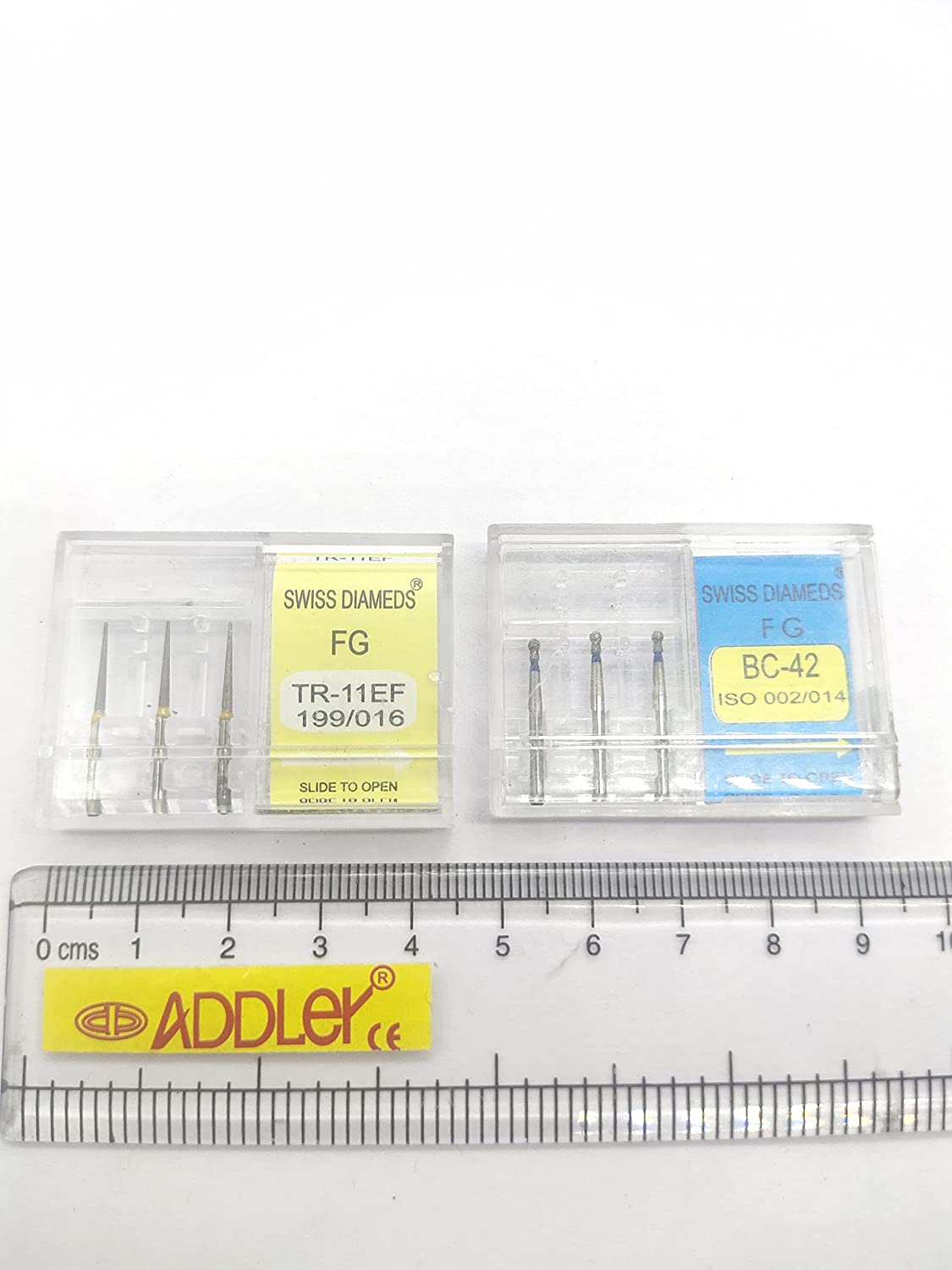 DENTAL SWISS DIA BURS TR-11EF, BC-42 FG DIAMOND COATED HIGH SPEED 2 PACK OF 6 BURS TOTAL