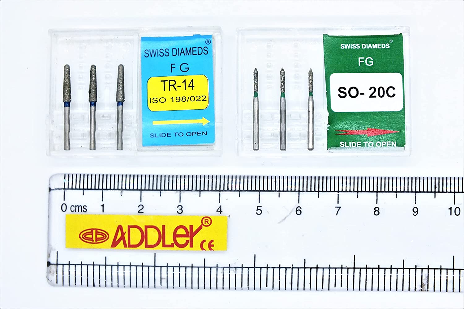 DENTAL SWISS DIA TR14 & SO20C HIGH SPEED BURS FG DIAMOND COATED 2 PACK OF 6 BURS TOTAL