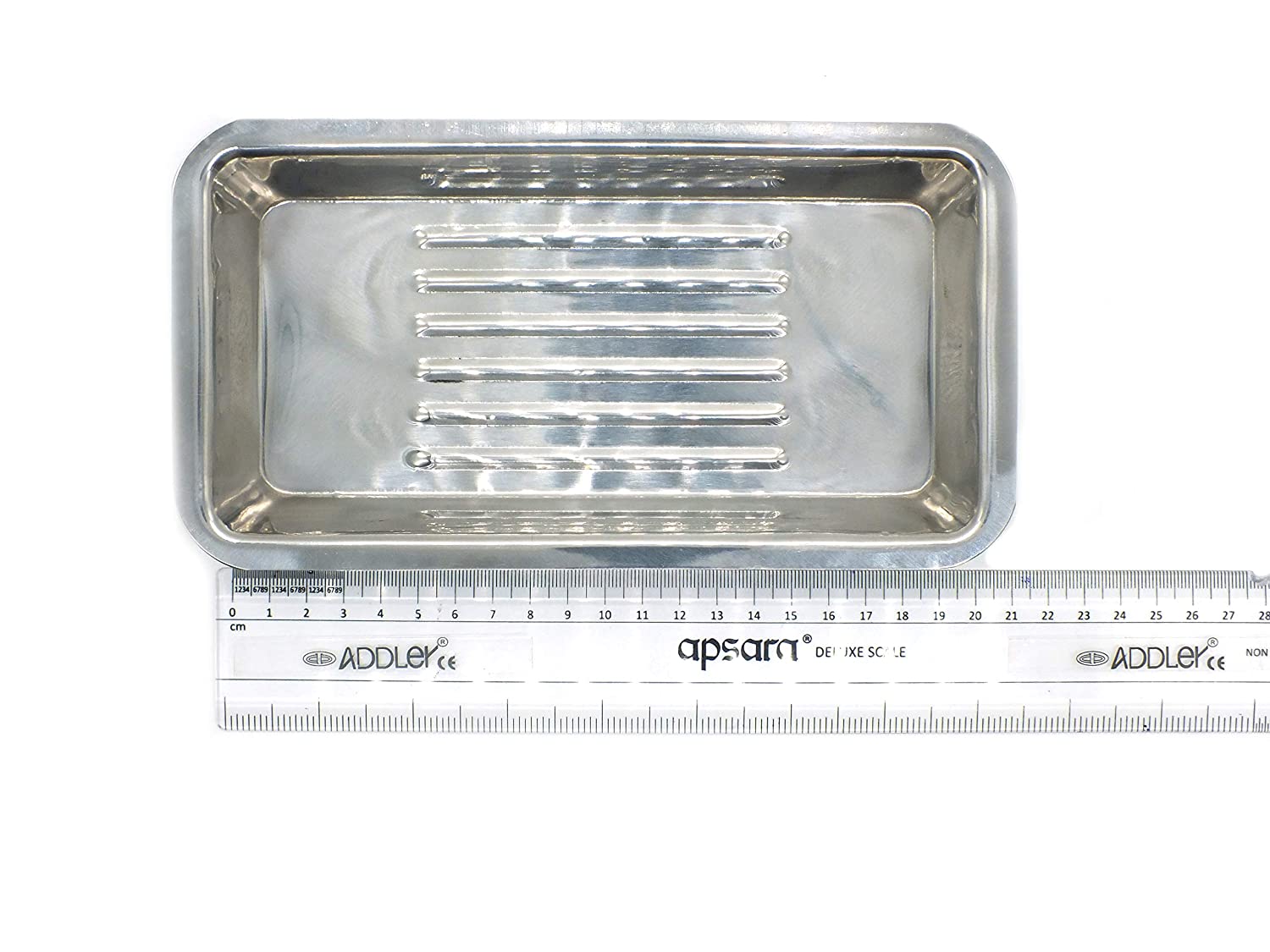 ADDLER DENTAL STAINLESS STEEL INSTRUMENT TRAY GROOVED