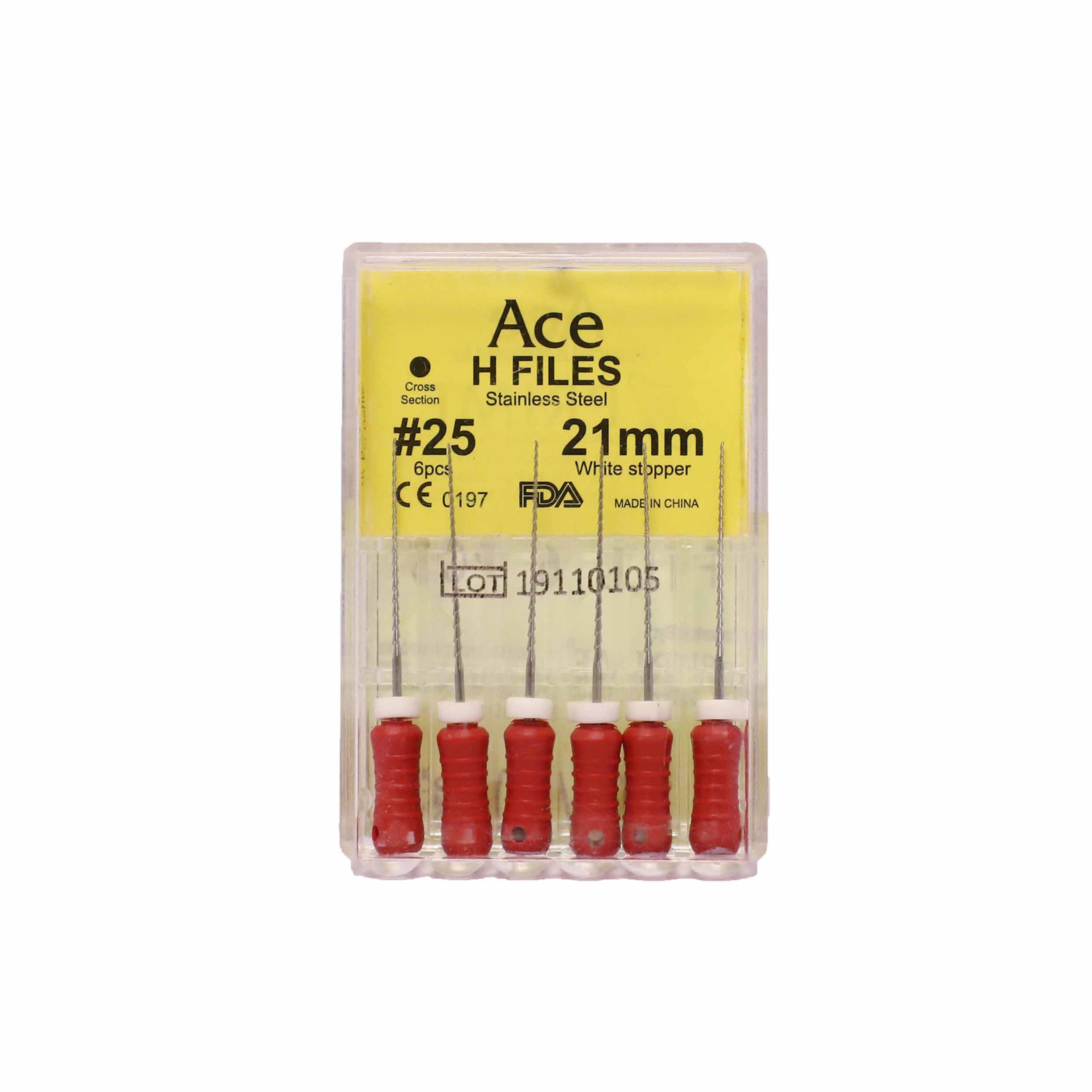 Prime Dental Ace H Files #25, 21mm (Pack Of 5)